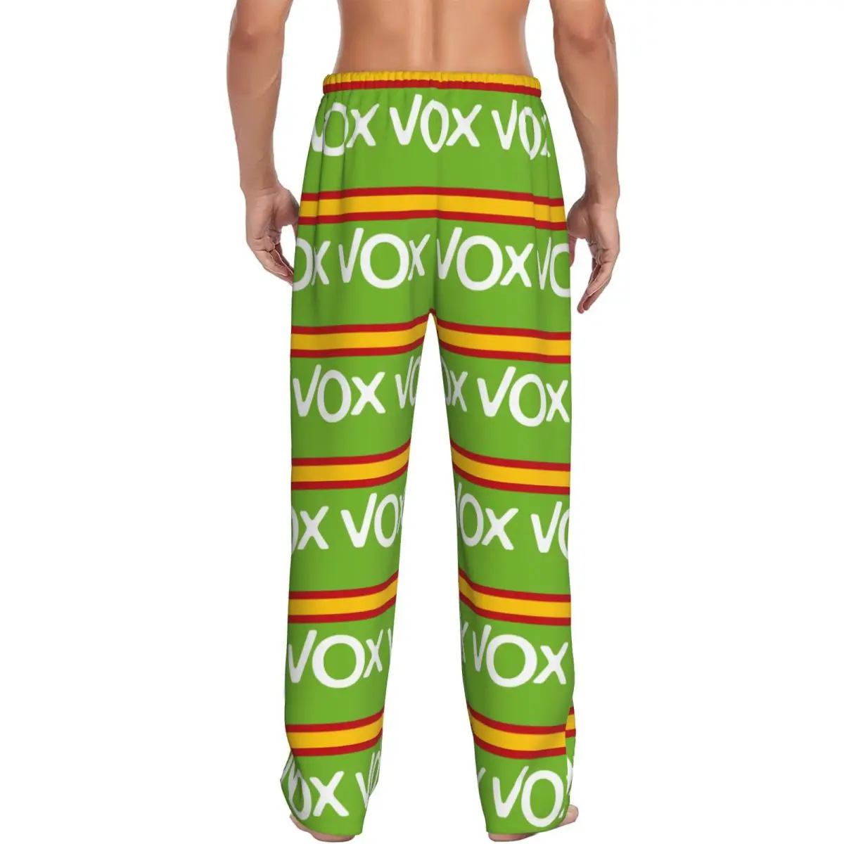 Custom Printed Spain Vox Pajama Pants Men Spanish Flag Sleep Sleepwear Bottoms with Pockets view 3