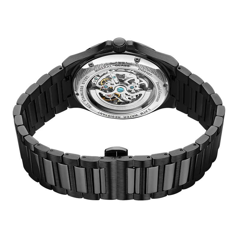 GORMAN Steampunk Skeleton Men's Watch Ring Luxury Automatic Mechanical Watches Luminous waterproof Stainless Steel Strap Watches