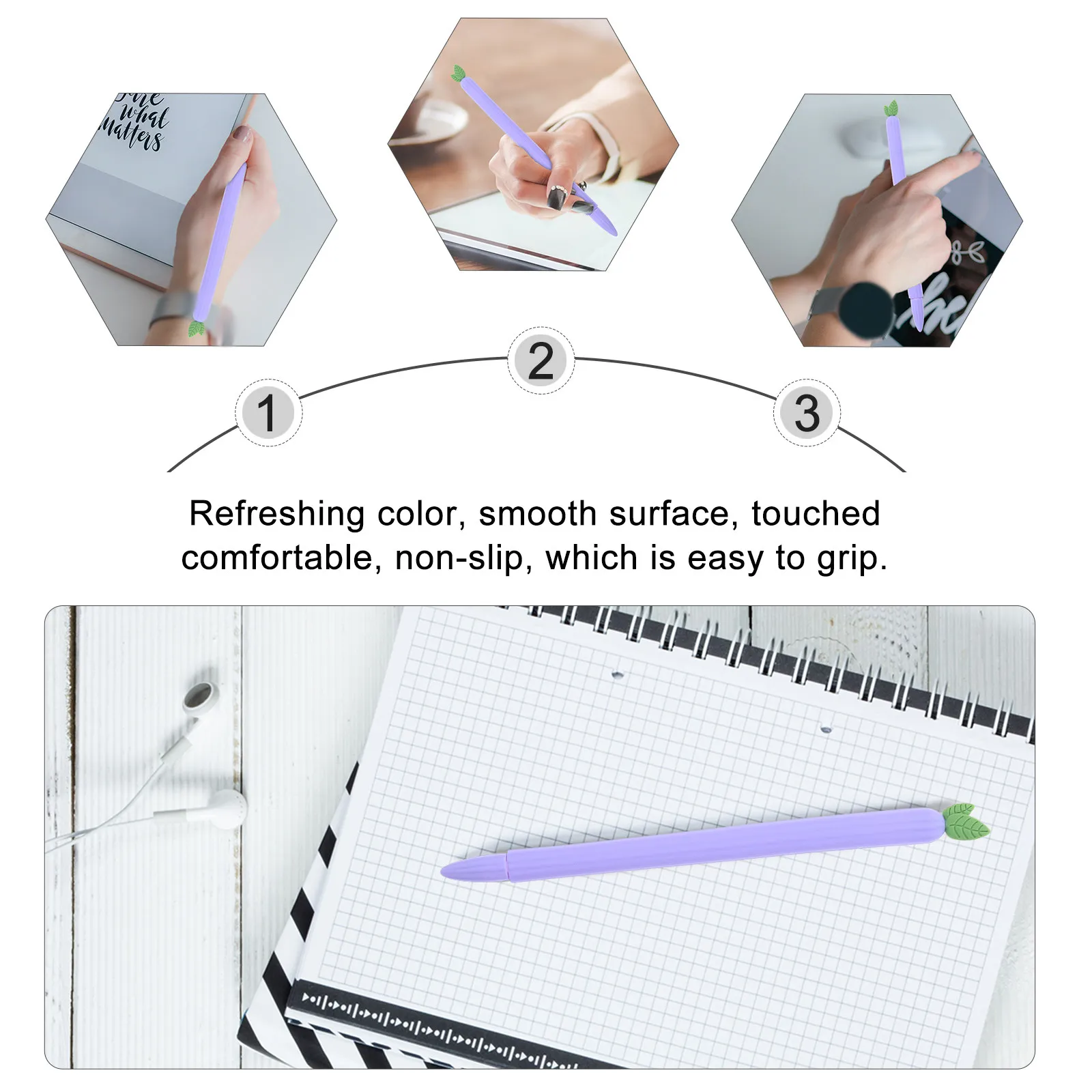 

1Set Pencil Cover Silicone Ergonomic Design for Pencil 2 Protection with Pen Sleeve and Cap Stylus Pen Case