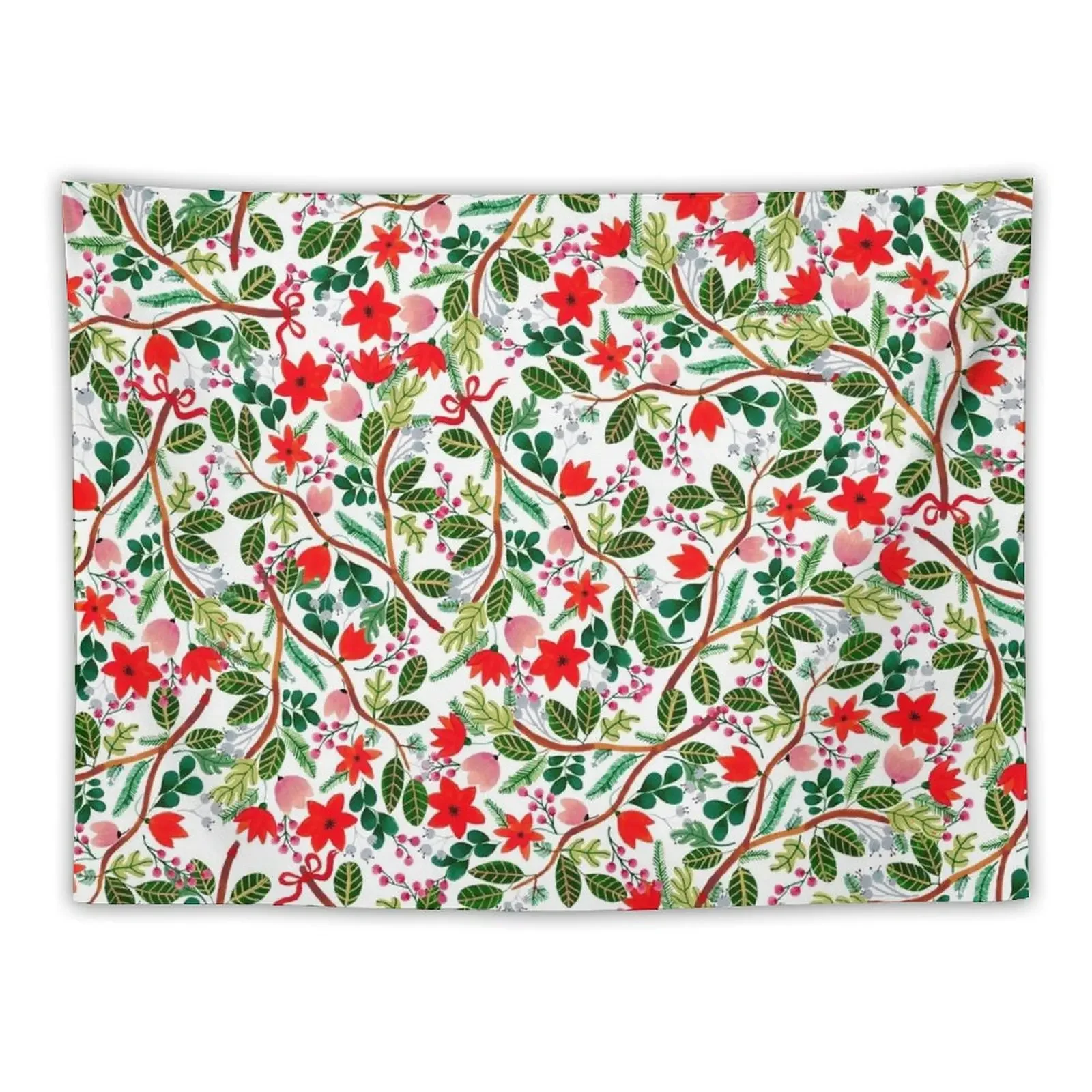 

Christmas Floral Pattern Tapestry Bathroom Decor Carpet On The Wall Tapestry