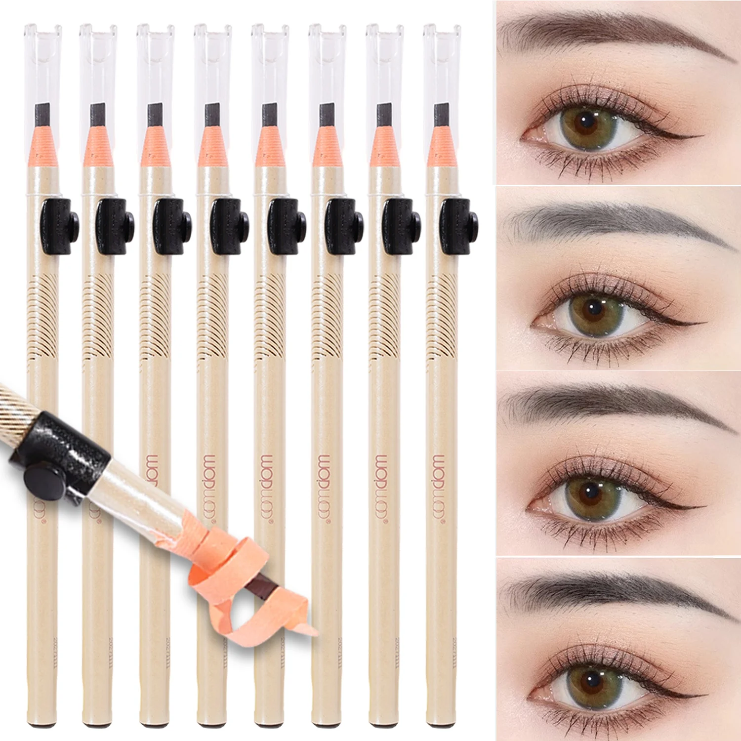 4 สีฉีกขาดสายดึง Eyebrow ปากกามินิดินสอ Sharpener Sweat Proof และ Smudge Proof Eye Brows Enhancers เครื่องสําอางค์เครื่องมือ