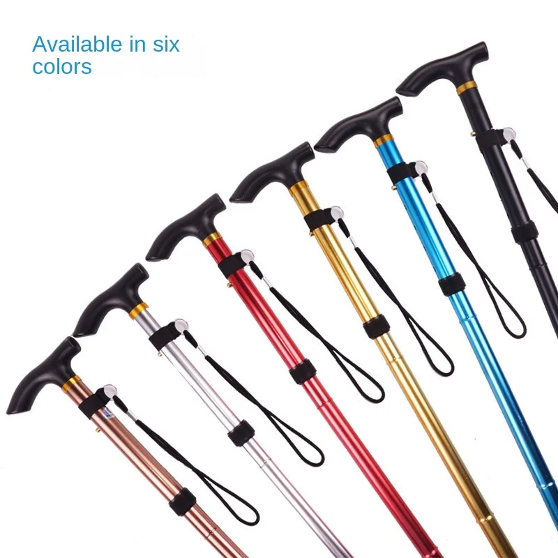 Desert Fox Aluminum Alloy 4-section Folding Walking Stick Telescopic Trekking Pole Antiskid Walking Stick Elderly Walking Stick