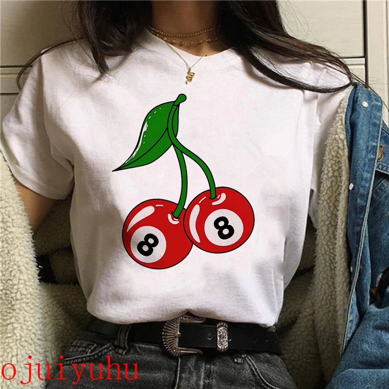 y2k sweet Strawberry Cherry Casual T-Shirts Gothic Tee Shirt Harajuku 90s Tshirt Women Summer Tops Streetwear Clothes