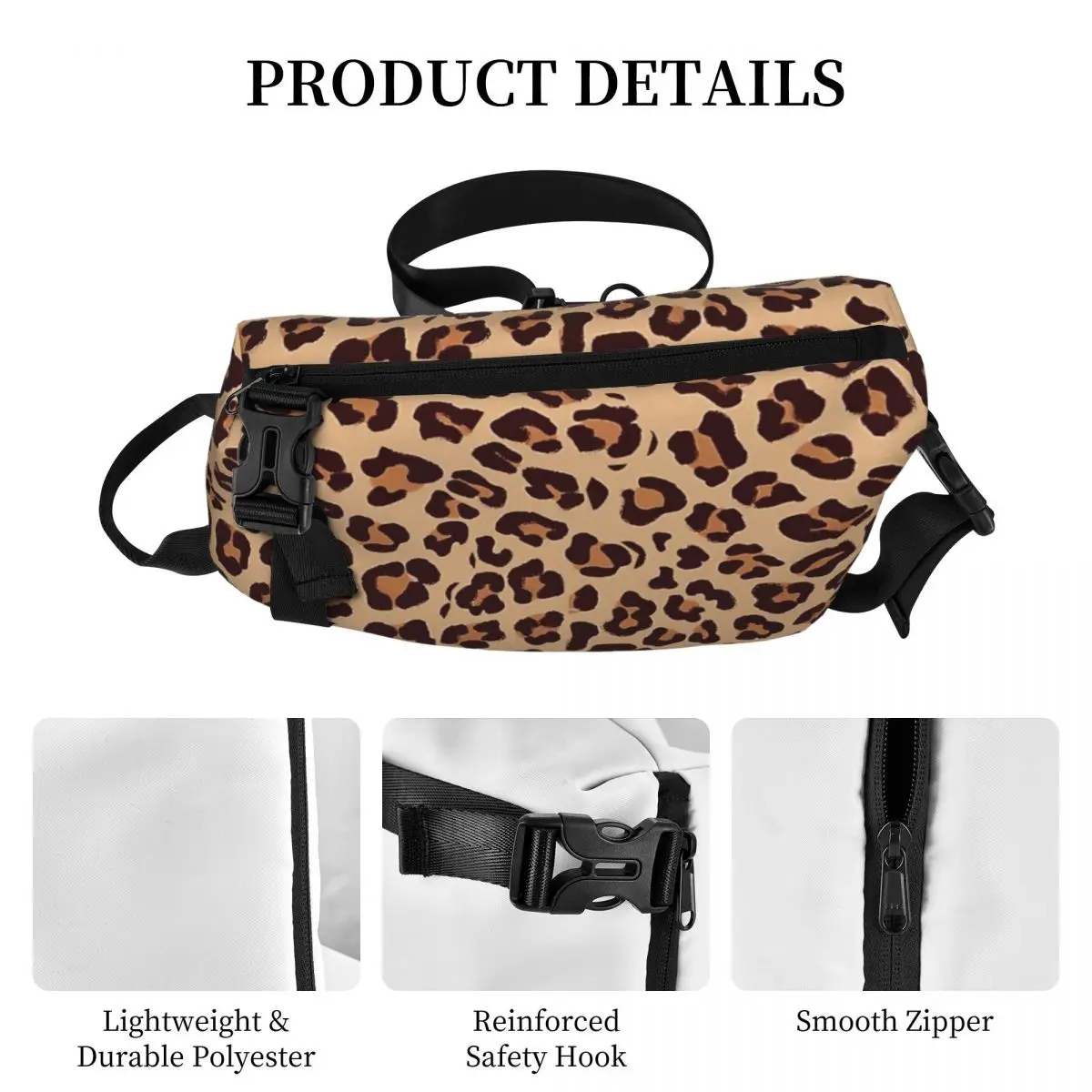 Gold Brown Leopard Print Shoulder Bags Chest Cross Chest Bag Diagonally Casual Man Messenger Bag