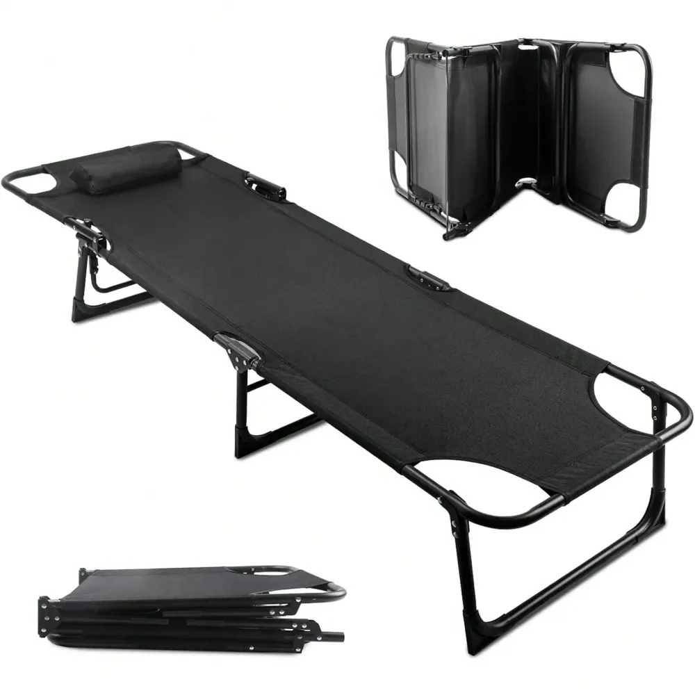 

X 22 Cot Camping Cot With Thick Pad Cots For Sleeping Camping Bed Folding Cot Comfortable Double Layer Oxford Heavy Duty With C