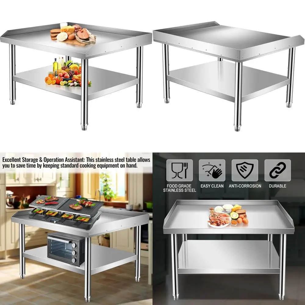 

Adjustable Stainless Steel Grilling Table, 24x28x24, Storage Shelf for Kitchen, Restaurant, Home, and Hotel Use