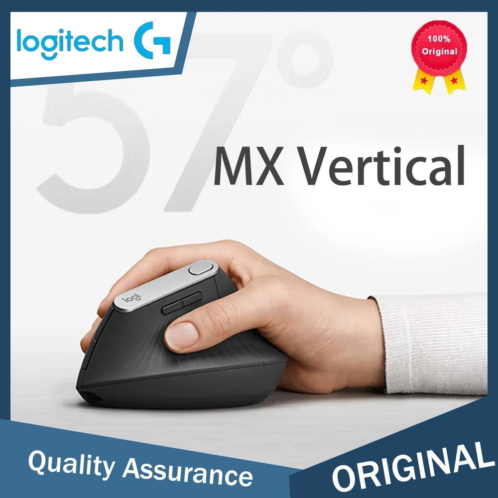 ماوس Logitech MX اللاسلكي العمودي - تصميم مريح يقلل من إجهاد العضلات، ويحرك المحتوى بين 3 Windows وApple Computer