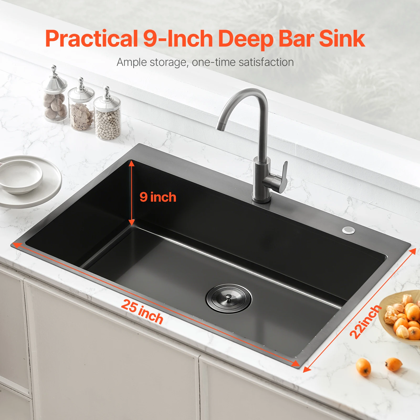 VEVOR 25/33 inch Kitchen Sink Workstation 304 Stainless Steel Top Mount Sinks,Household Dishwasher Sinks for RV Prep Kitchen