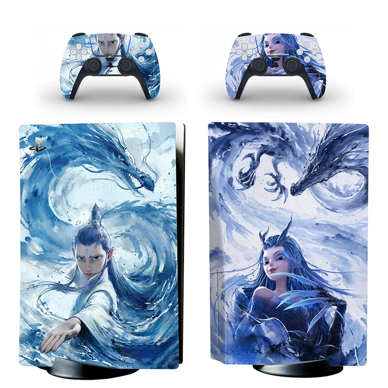 New Nezha Anime Design PS5 Disc Skin Sticker Decal Cover for PS5 Disc Edition Console Controller PS5 Disk Skin Sticker Vinyl