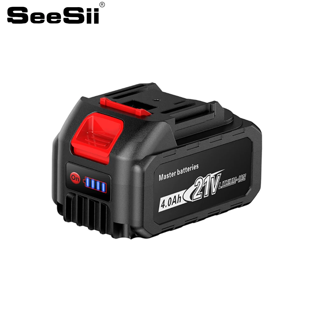 SEESII Battery 21V 4000mah 3C Lithium-Ion with Power display for SEESII Chainsaw 8 6 4 inch with Makita Battery interface