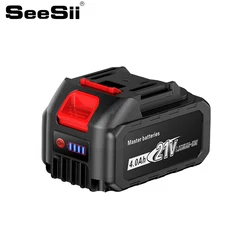 SEESII Battery 21V 4000mah 3C Lithium-Ion with Power display for SEESII Chainsaw 8 6 4 inch with Makita Battery interface