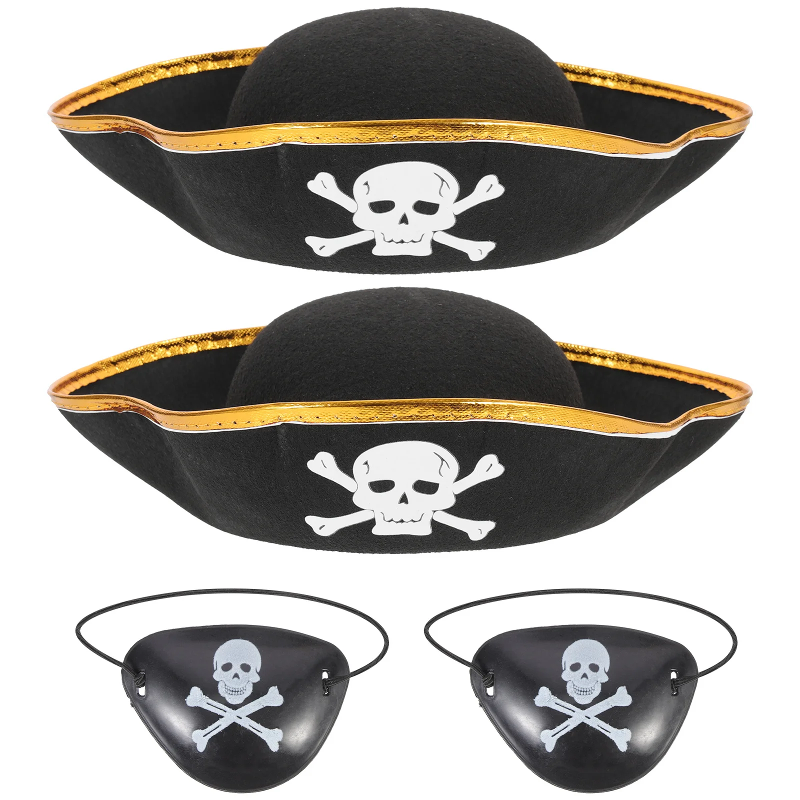 

4Pcs Skull Print Pirate Caps Eye Patches for Adults Pirate Theme Party Birthday Drama Show Cosplay Props