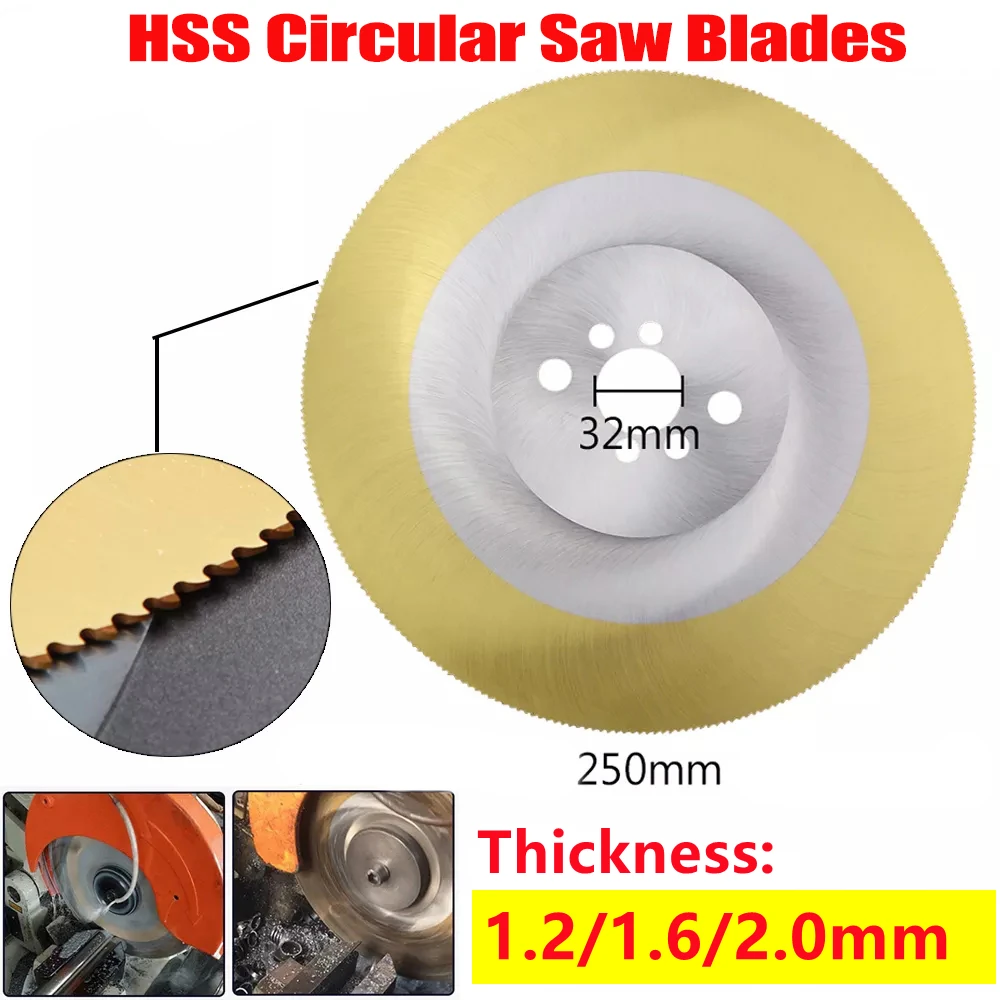 

250mm Circular Saw Blades 1.2/1.6/2.0mm Cutting Disc High Speed Steel Saw Blades for Metal Iron Steel Pipe Cutting Disc Circular