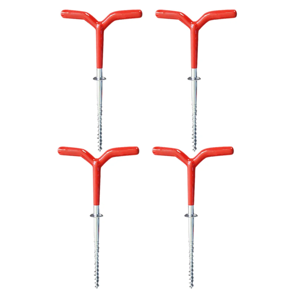 4 Pcs Tent Pegs Heavy Duty Fishing Ice Drill Screw Camping Stakes Nail for Hooks Hanging
