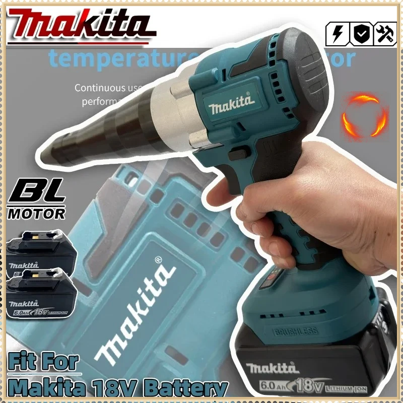 

Бесщеточный электрический заклепочник Makita с LED-подсветкой, беспроводной, автоматический инструмент для установки заклепочных гаек, работает от аккумулятора Makita