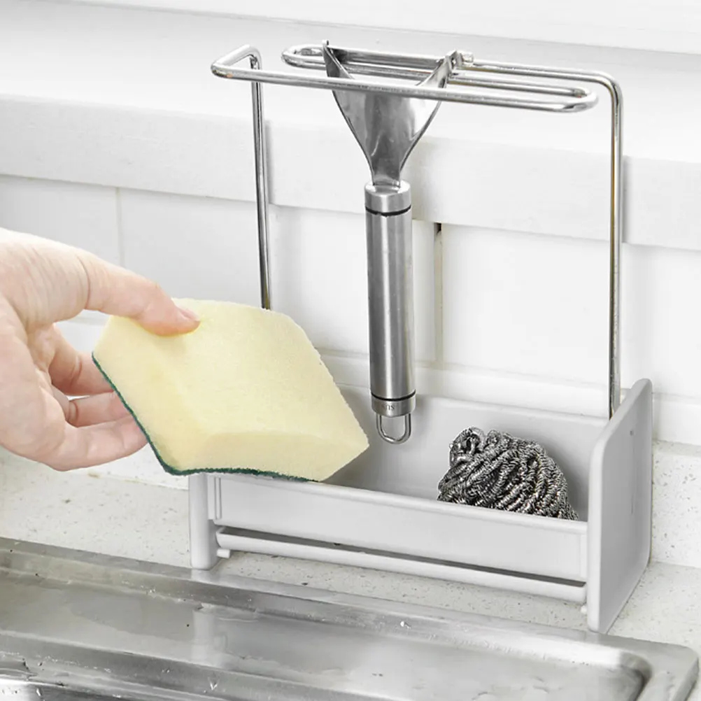 

Creative Kitchen Sponge Holder Rack Dishcloth Brush Storage Drainage Multi-Functional Countertop Organizer Household for Home