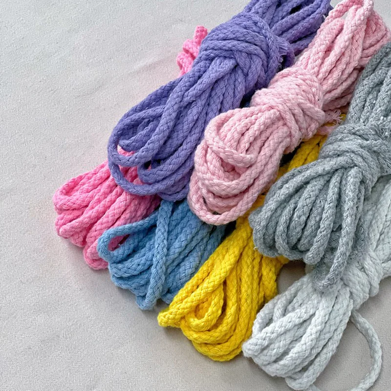 5mm 8-strand Color Solid Braided Rope Core Wrapped Cotton Cord Macrame Handmade DIY Binding Room Holiday Decoration