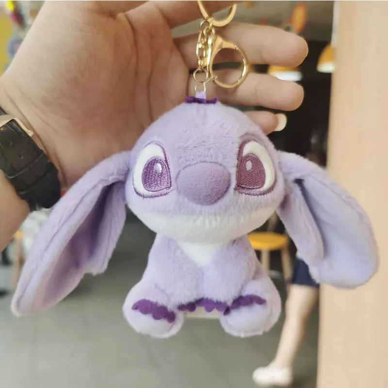 12Cm Anime Disney Stitch peluche bambola portachiavi personaggio dei cartoni animati per bambini giocattoli da modellare ragazze zaino ciondolo ornamento regalo