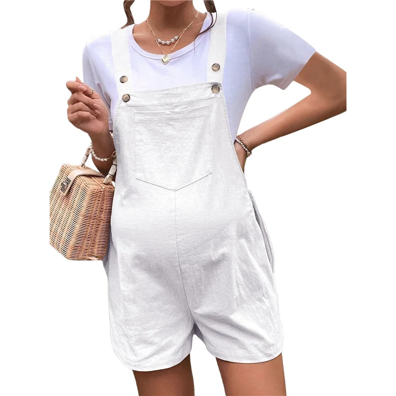 ABP-Damen Sommer Casual Bib Kurze Overalls Lose Leinen Overall Strand Outfits Reise Urlaub Kleidung