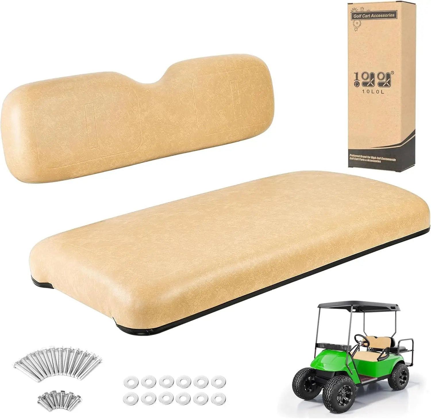 مجموعة المقعد الأمامي لعربة الجولف لـ EZGO TXT (1994-2013) - استبدال مباشر بنمط المصنع مع جلد ممتاز (أسود/فوق)