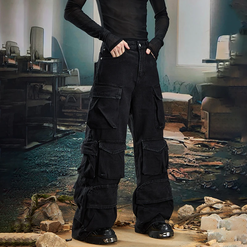 LUZHEN Original Multi Pockets Decorate Design Straight Cargo Pants Men's 2025 New Fashion Streetwear Solid Color Trousers JY3504