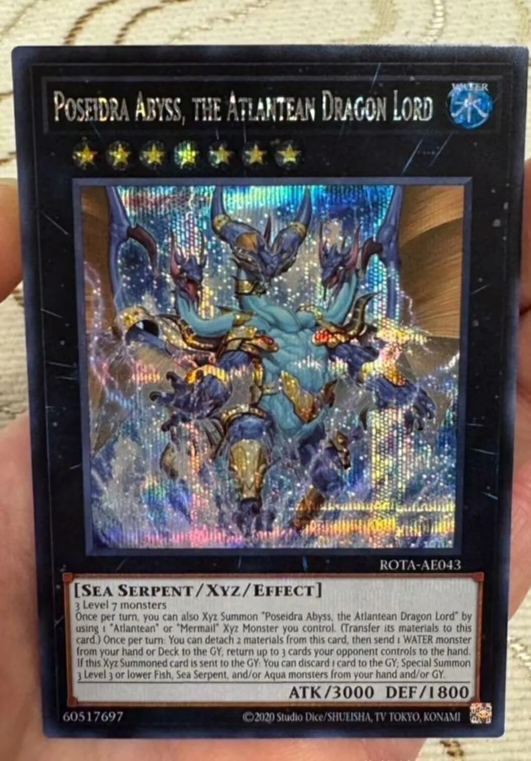 

Yugioh KONAMI Duel Monster ROTA-AE043 Poseidra Abyss, The Atlantean Dragon Lord Ultimate Rare Asian English Collection Mint Card