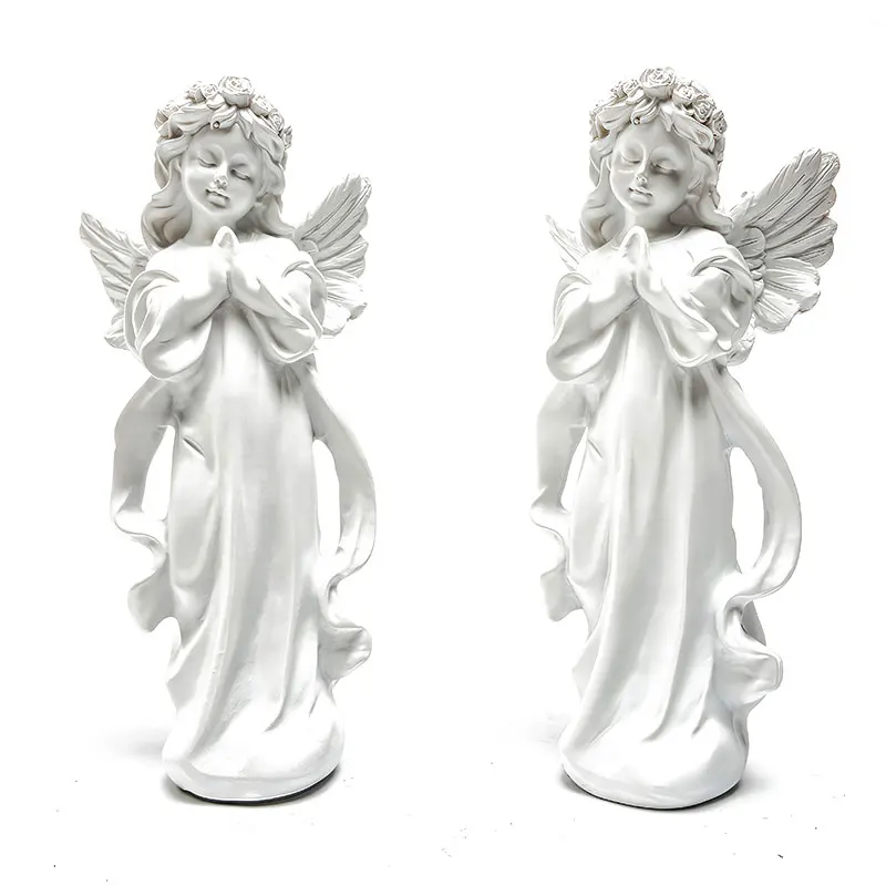 تماثيل وشخصيات الملاك الصلاة، ملاك الراتنج الجميل مع أجنحة ديكور مذبح المنزل، هدية عيد ميلاد فريدة لعيد الشكر #1