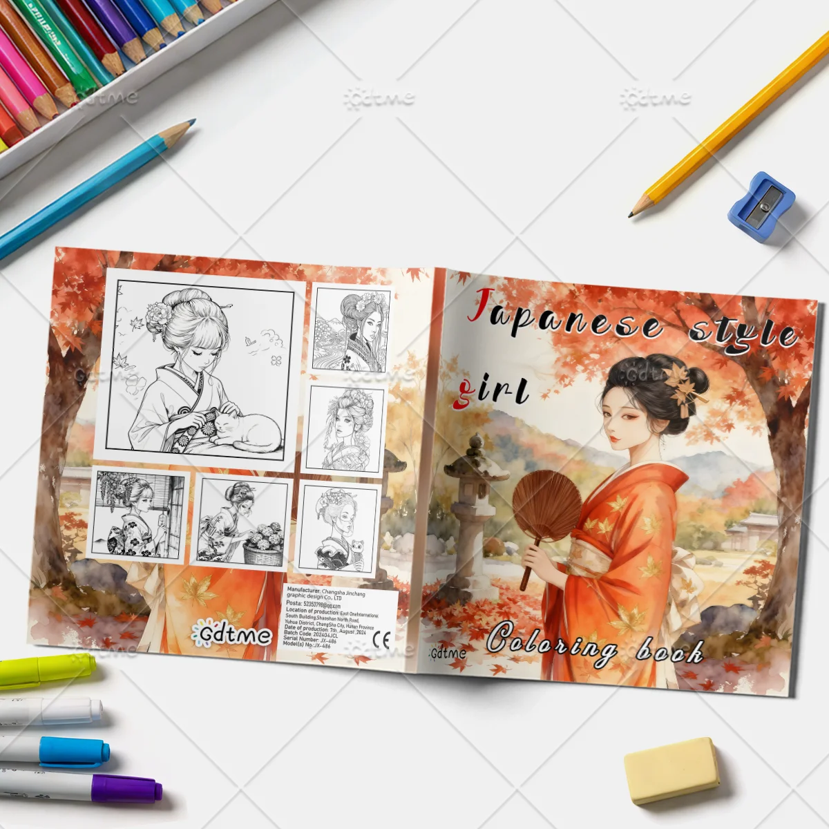 Malbuch im japanischen Stil für Erwachsene mit mutigen und einfachen Mustern – Niedliches Zeichenbuch, perfektes Geschenk für Partys und Geburtstage ﻿ – Detail 2
