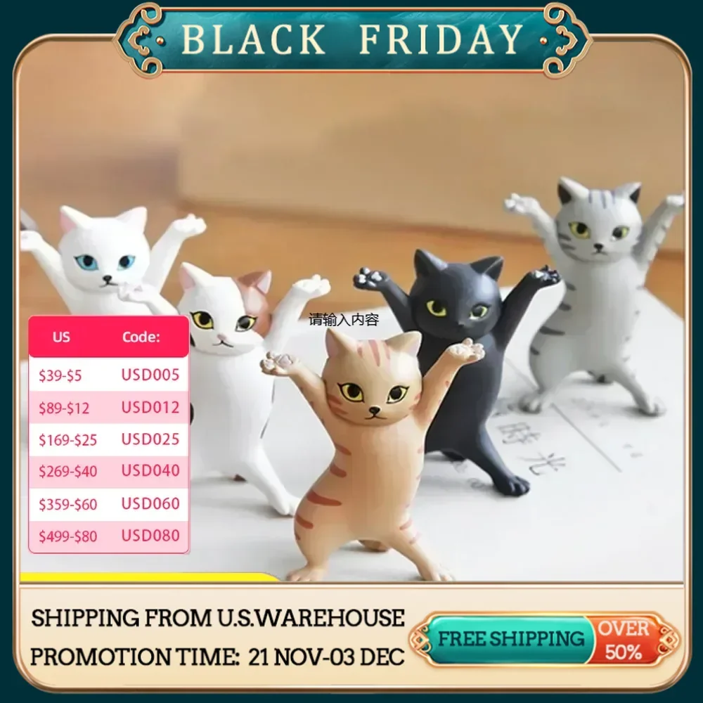 Anime Levantando As Mãos Dançando Modelo De Gato, Enfeites De Gato, Figuras De Gato, Brinquedos Para Crianças Quarto S, Sala De Estudo, Brinquedos Infantis, 5Pcs