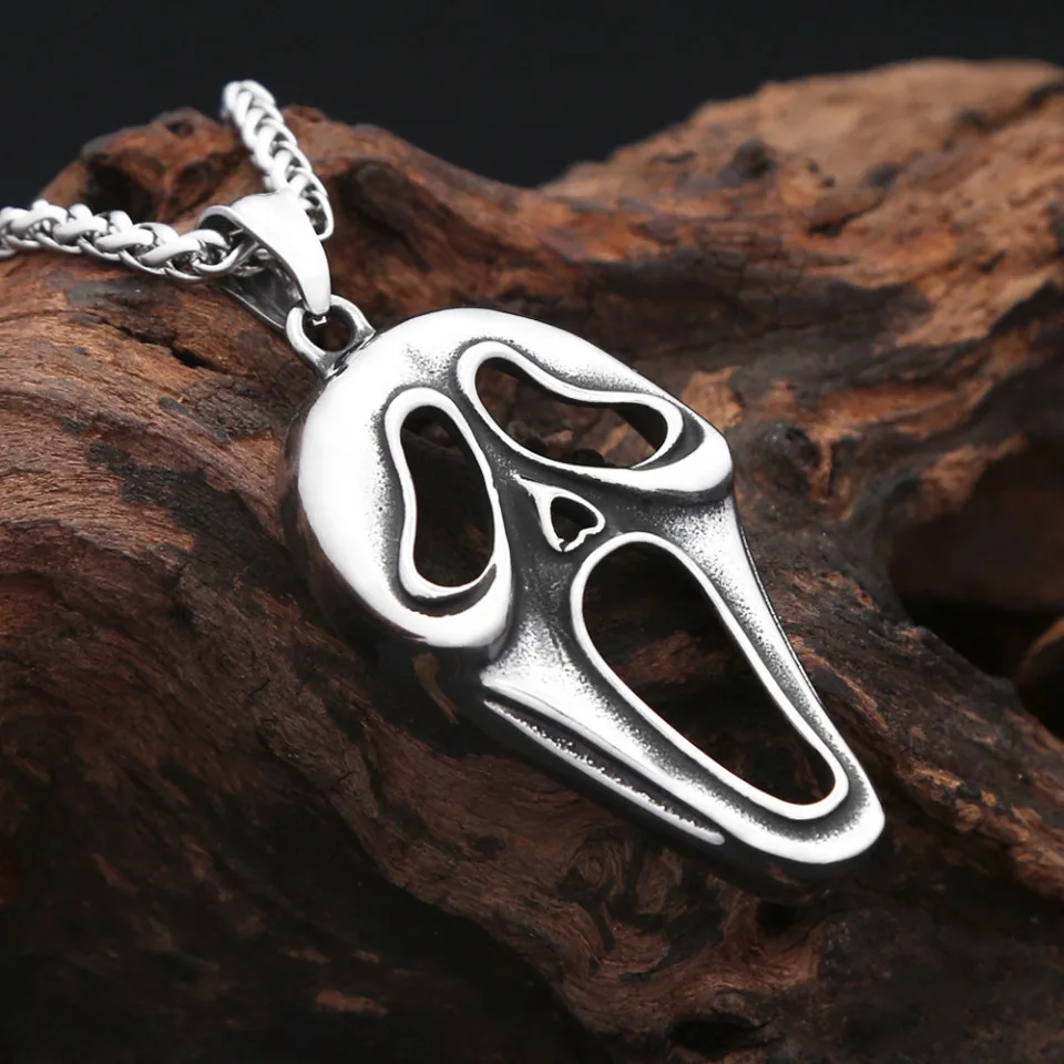 Punk Vintage Clown Mask Pendant Necklace For Men Boys 316L Stainless Steel Skull Mask Necklaces Party Jewelry Gifts Dropshipping