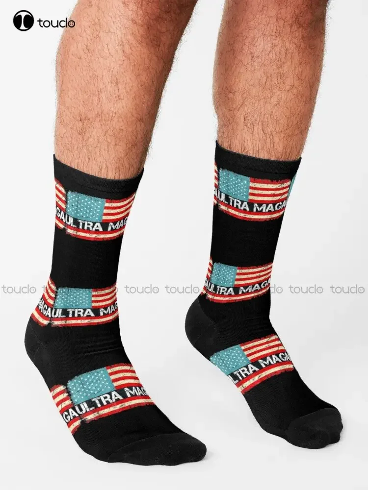 Ultra Maga Flag 2 Socks Cute Socks For Women Personalized Custom Unisex Adult Teen Youth Socks Custom Gift New Popular Casual