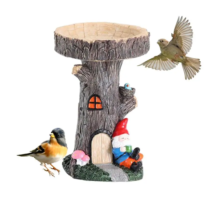 Resin Bird Feeder Yard Decor Feeder With Santa Claus Statue Easy Clean Standing Hummingbird Feeders For Outdoors Garden birds