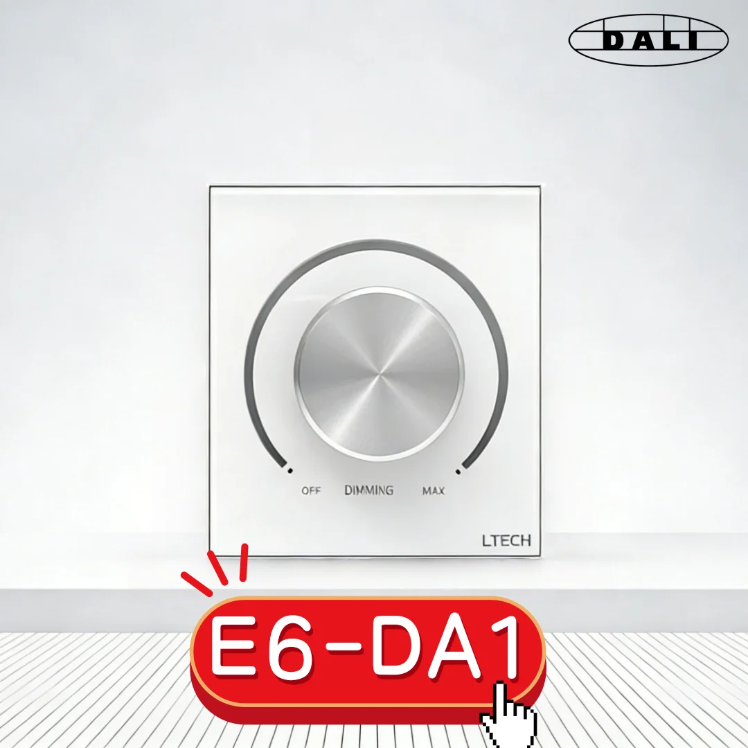 Switch Knob Rotary Wall Panel DALI knob panel LTECH E6-DA1 Dali Address Led Dimmer On/Off Dali Bus Power Supply Rotary control