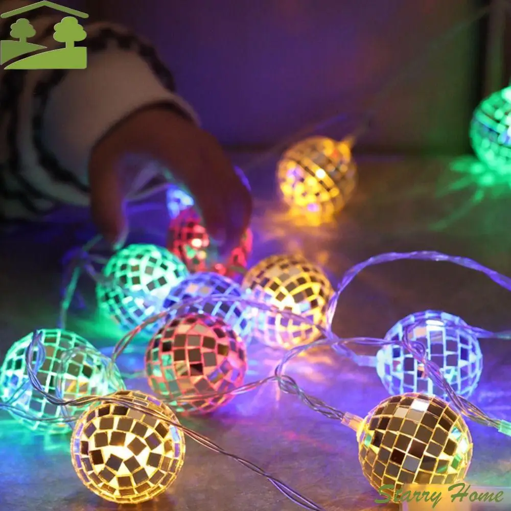 

Mini LED Disco Ball String Lights Waterproof 20/40 LED Mirror Disco Ball Lights Decorative Colorful LED String Light Wedding