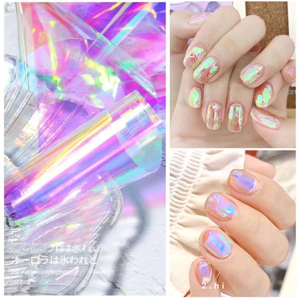 

Nail Stickers Transfer Paper Nail Foil Film Nails Art Decoration Laser Cellophane Aurora Broken Glass Foils