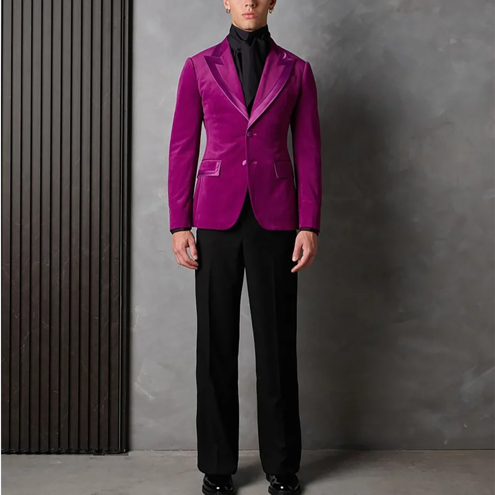 

Luxury Men's Suit Two Pieces Slim Fitted Peaked Lapel Single Breasted Formal Outfit Jacket Pants Gentleman Prom Wedding Set