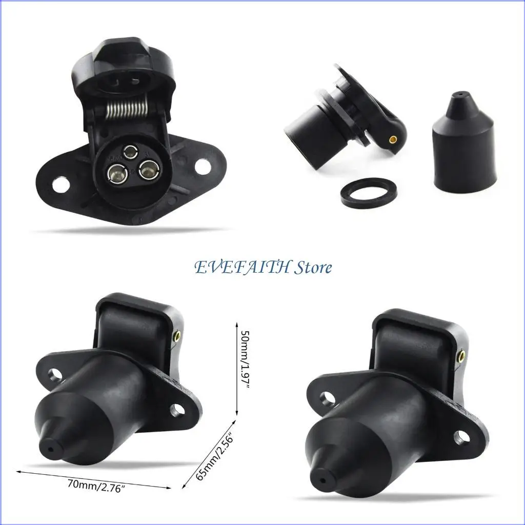124B European 3-hole Trailer Socket 3 Pin Tractor Socket 3 Pin Connector for Truck