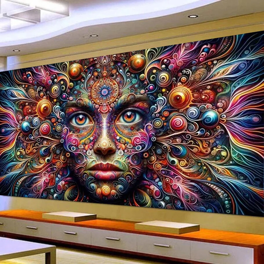 New Diy Diamond Painting Kits Large Size Psychedelic Woman Eyes Full Rhinestone Drill Mosaic Embroidery Picture Wall Decor