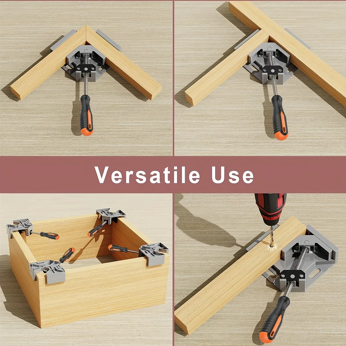 Alloy Corner Right Angle Clamp  Single Handle 90° Right Angle Clip Clamp Tool Woodworking Photo Frame Vise Holder with Adjustabl