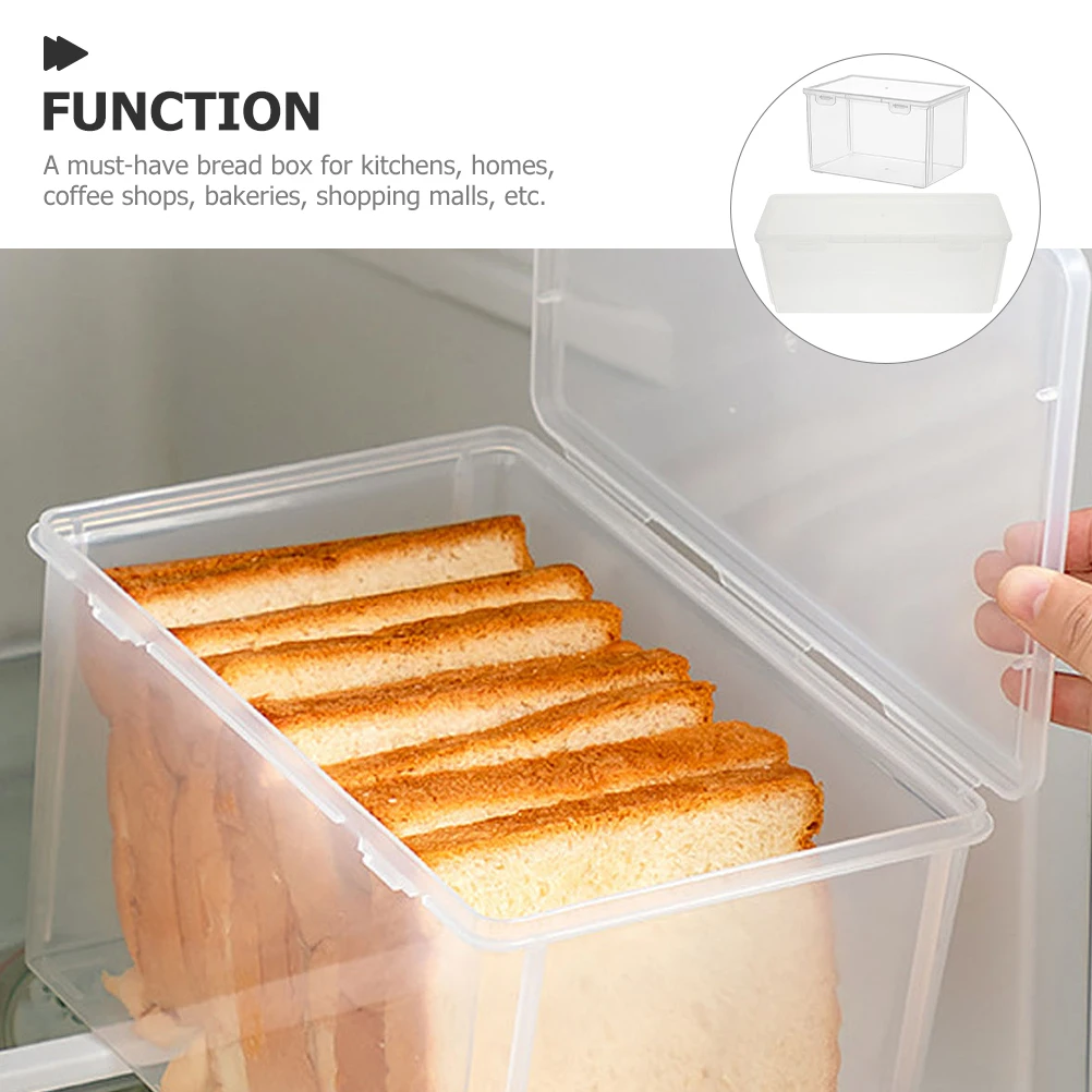 

2 Pcs Bread Storage Containers Transparent Fridge Boxes Plastic Crisper Sealing Case Loaf Holder Kitchen Accessories