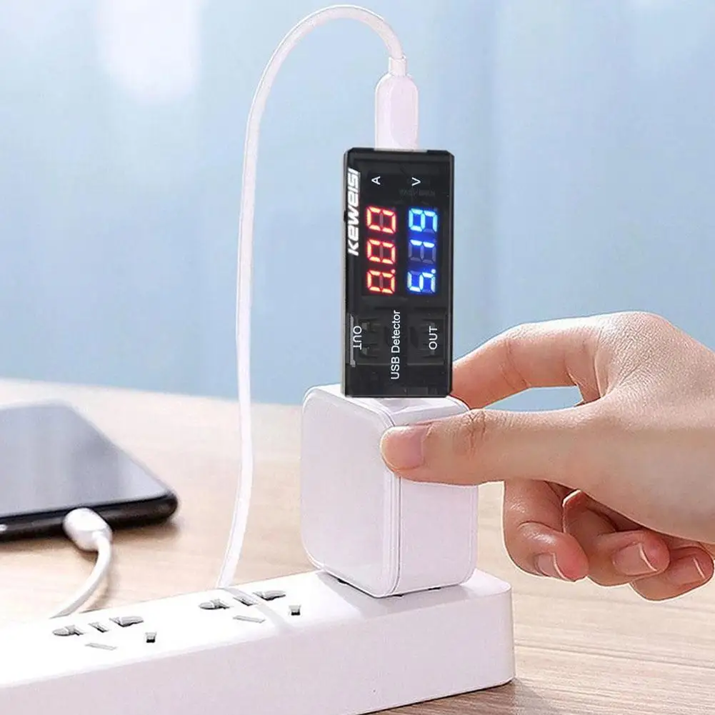 1PC Dual USB corrente tensione di ricarica Tester batteria voltmetro amperometro caricabatterie Doctor Mobile Power Charging KWS-10VA