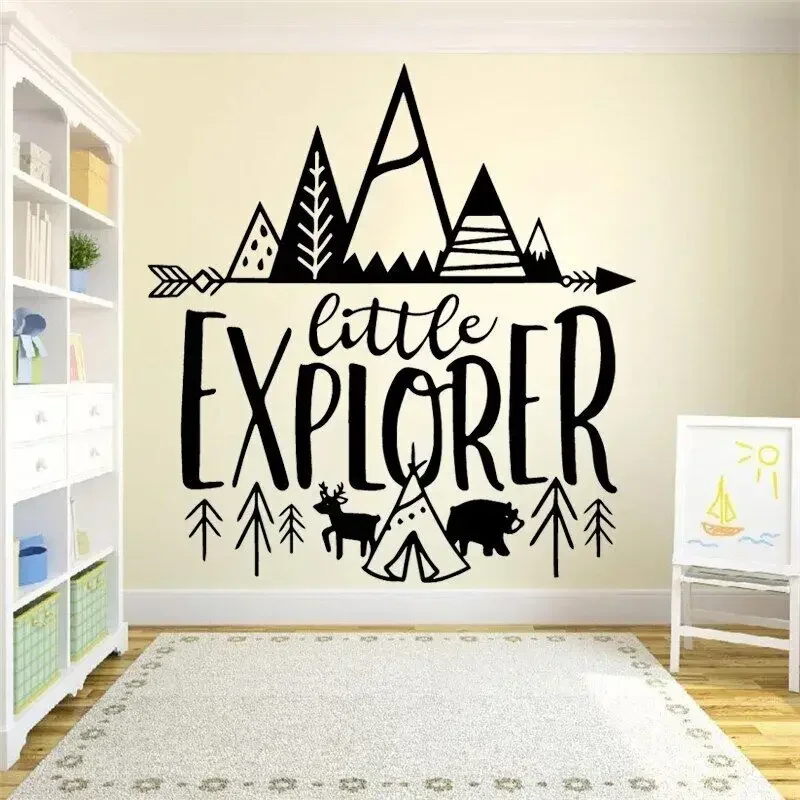 Vinilos Decorativos con Frases para Habitación Infantil, Decoración de Aventuras, Adhesivos Removibles para Pared, Mural de Bosque para Cuarto de Niños HY1620