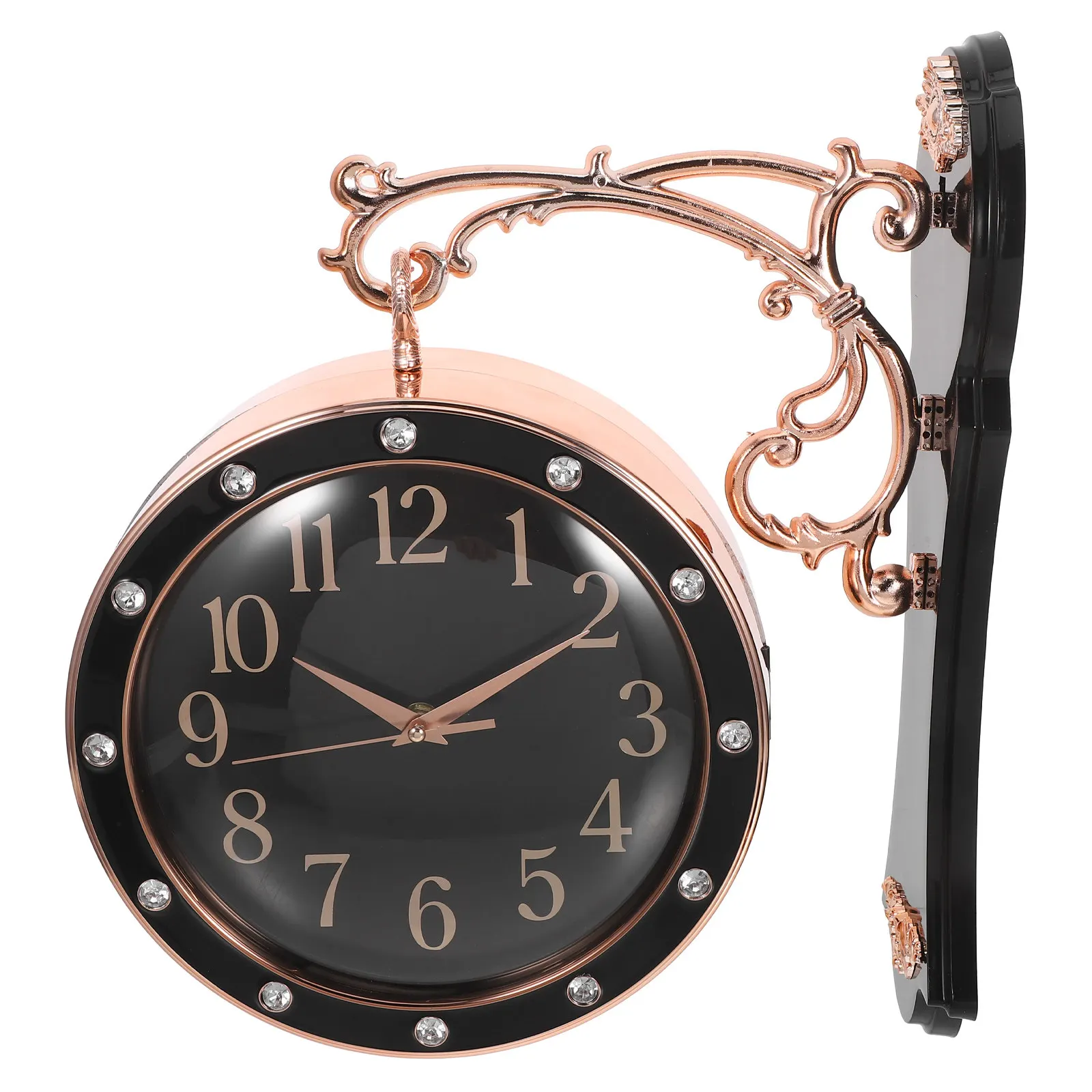 

Double Sided Wall Clock Large Black Non Ticking Silent Modern Decorative Hanging Clock for Living Room Office Bedroom European