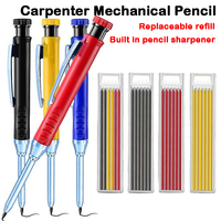 Solid Carpenter Pencil Set Woodworking Mechanical Pencil 3 Colors Refill Construction Marking Tool Office Supplies Stationery