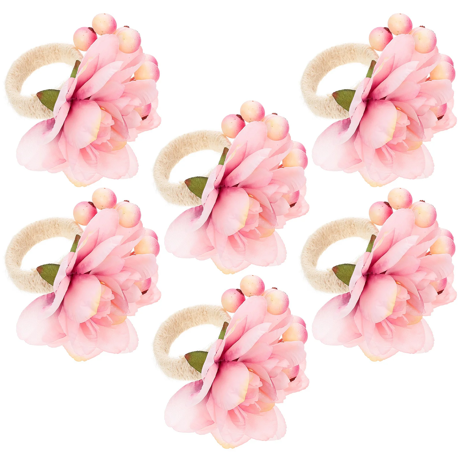 

6Pcs Flower Napkin Rings Exquisite Design Dining Table Decoration for Events Gatherings Artificial Flower Napkin Ring