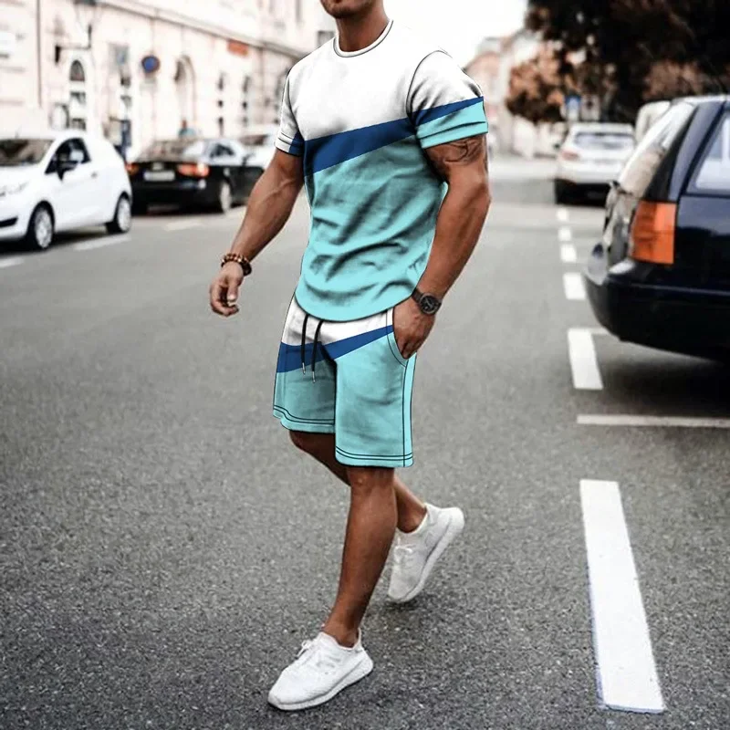 Summer 2022 Men's Fashion Tracksuit Set: Oversized Casual T-Shirt + Shorts Streetwear