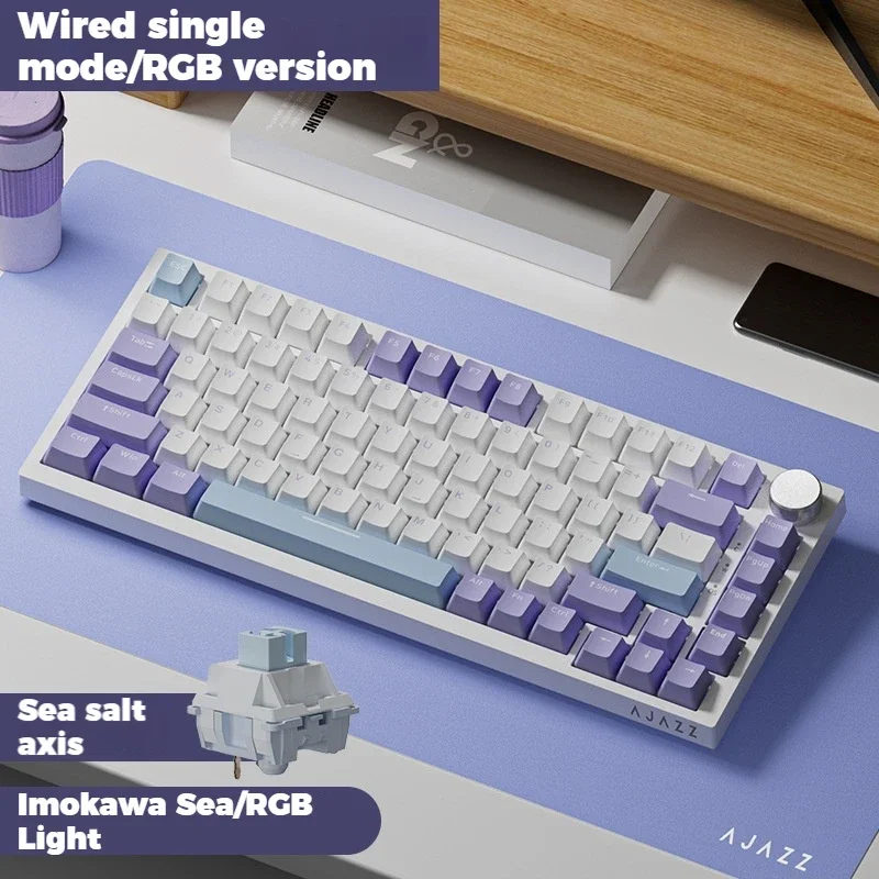 Ajazz Ak820pro Mechanical Keyboard Tft Multifunctional Knob Game Keyboard Wired/2.4ghz/Bt Connection Pc Keyboard Game Side Engra