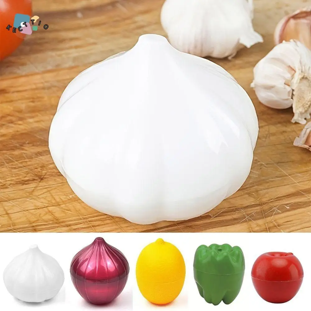 

Creative Plastic Garlic Keeper Fresh-Keeping White Garlic Saver Container Reusable Sealed Refrigerator Storage Box Lemon