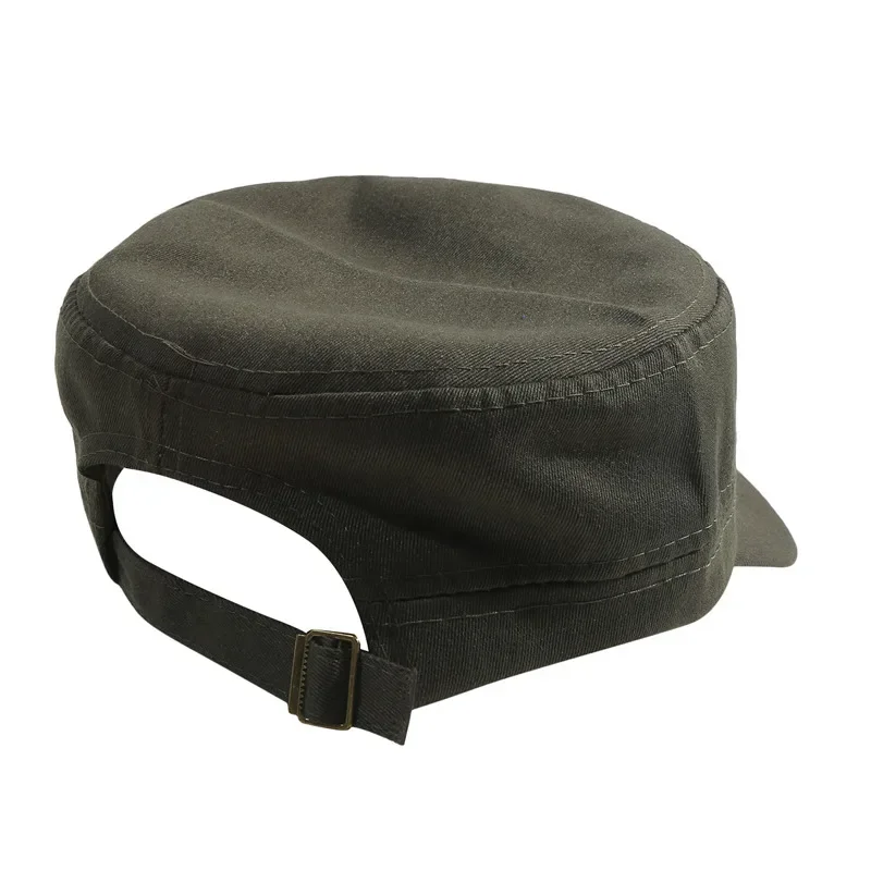 Unisex Vintage Einfarbige Flache Militärmütze in Fünf Farben Erhältlich, Atmungsaktive Sommer-Outdoor-Militärmütze, Flache Schlichte Mütze – Detail 27