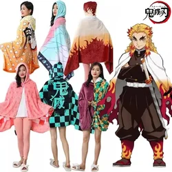Demon Slayer Blanket Plaid Anime Kimetsu No Yaiba Cosplay Prop Tanjirou Custom Women Pajamas Adult Bathrobe Shawl Gown Homewear